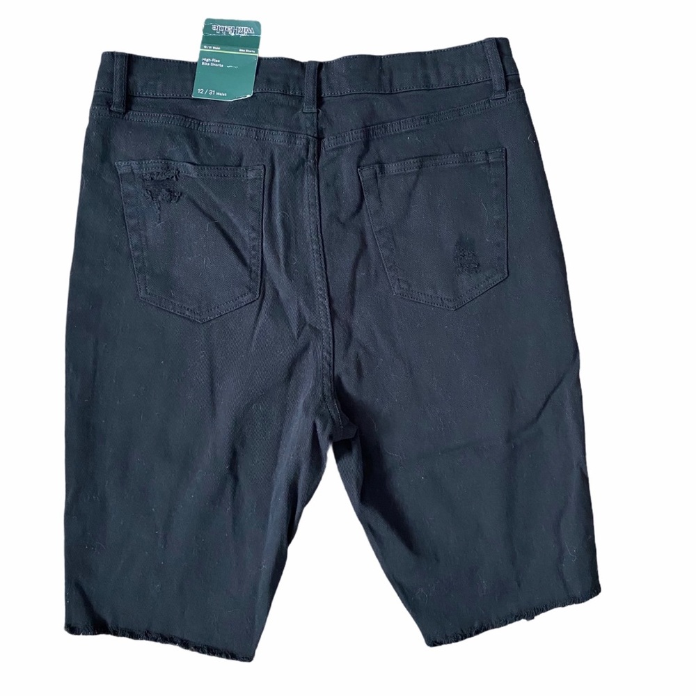 Destroyed denim High rise black jean bike shorts - Picture 3 of 3